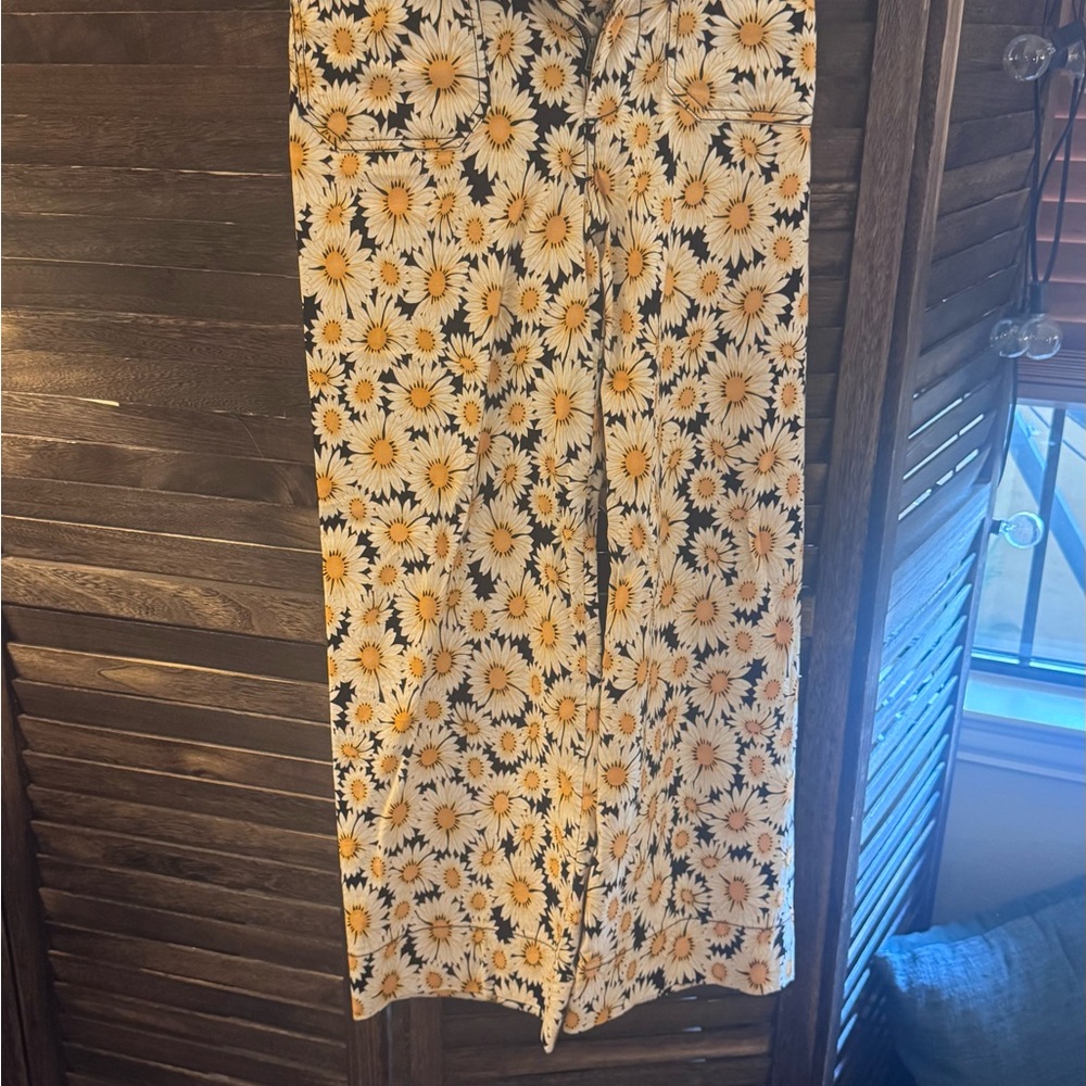 Anthropologie Sunflower Print Wide-Leg Pants - Picture 4 of 4